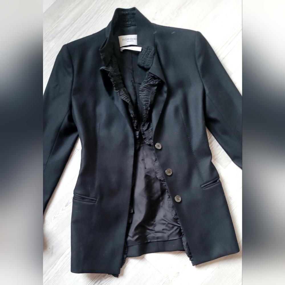 Genuine Yves Saint Laurent Ruffled Tuxedo Jacket in perfect condition